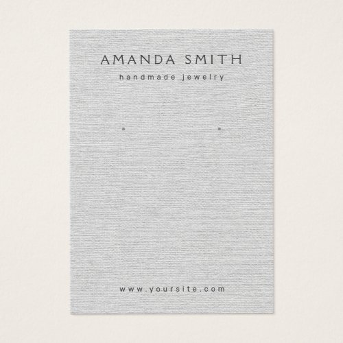 Light gray linen look earring display card