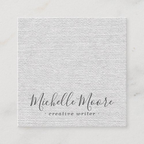 Light gray linen minimalist elegant professional square business card