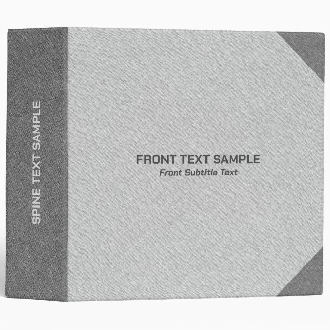 Light gray linen texture image gray accents 3 ring binder (Front/Spine)