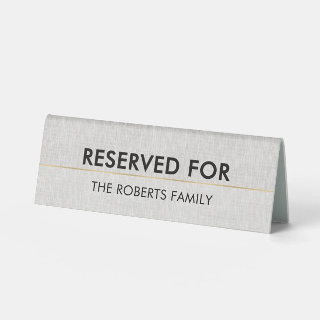 Light Gray Lne Black Typography Reserved  Table Tent (Front)