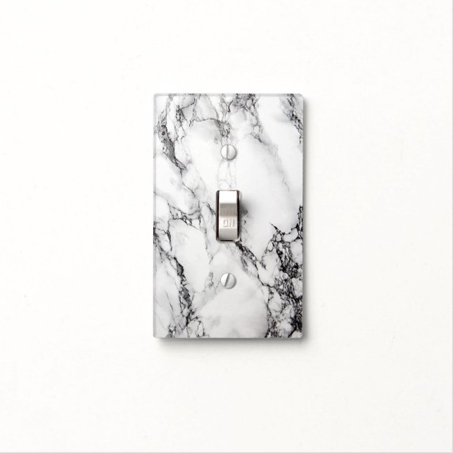 Light Gray Marble Black Crack Light Switch Cover (In Situ)