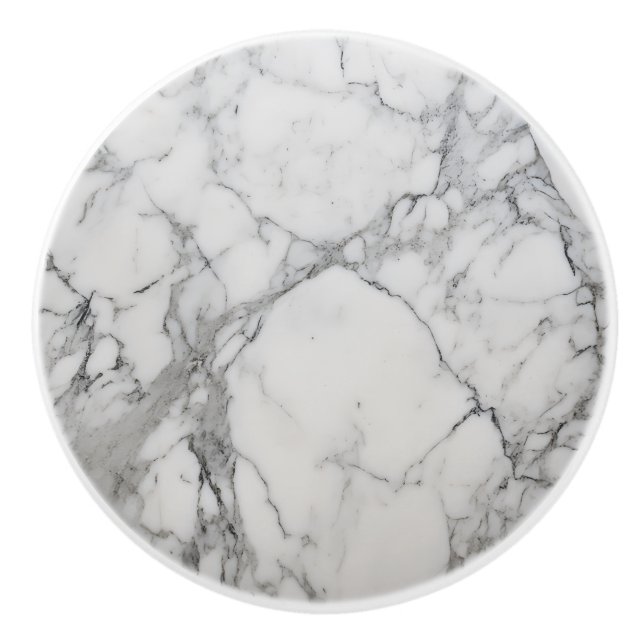 Light Gray Marble Pattern Ceramic Knob (Front)