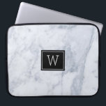 Light Gray Marble Stone Texture Black Accents Laptop Sleeve<br><div class="desc">Elegant image of light gray marble stone texture print with black accents. Customizable monogram.</div>
