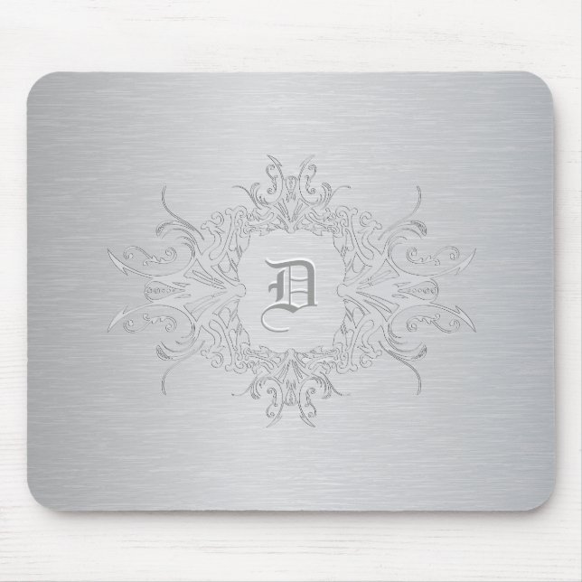 Light Gray Metallic Brushed Aluminum Look Mouse Pad (Front)
