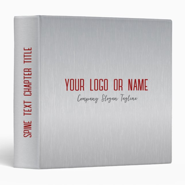 Light Gray Metallic Texture Custom Text 3 Ring Binder (Front/Spine)