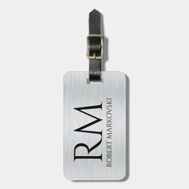 Light gray Metallic Texture Luggage Tag (Front Vertical)