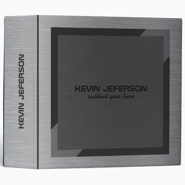 Light Gray Metallic Texture Modern Geometric Frame Binder (Front/Spine)