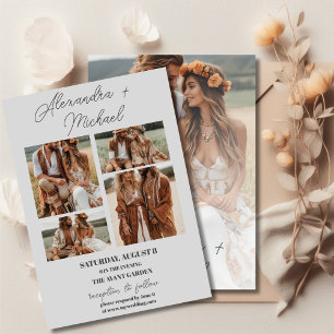 Light Gray Minimal Overlay Photo Wedding Invitation