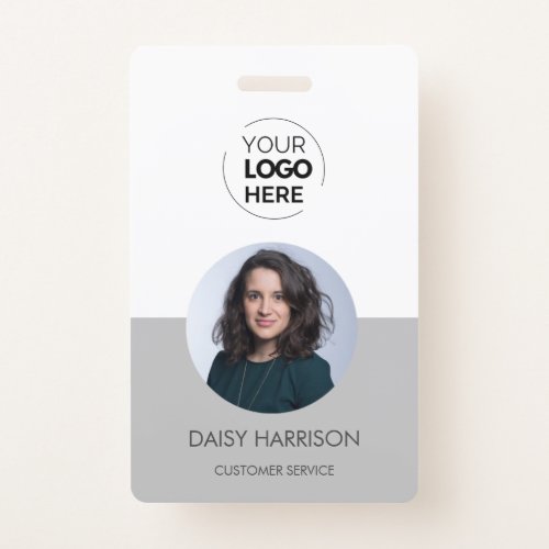Light Gray Minimalist Business Employee QR Badge