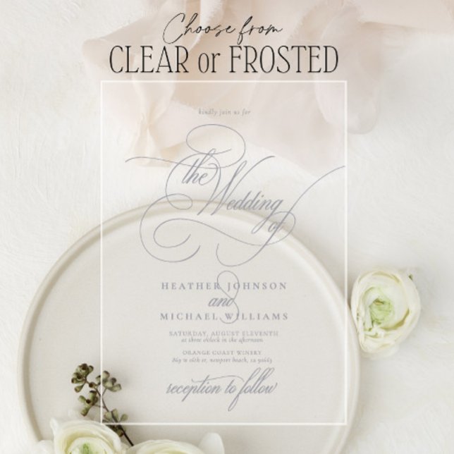 Light Gray Modern Calligraphy Classic Wedding Acrylic Invitations (Creator Uploaded)