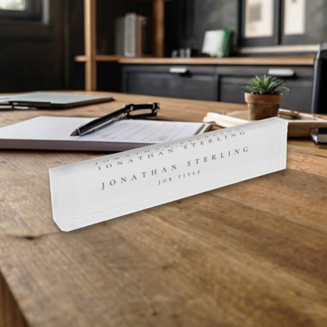 Light Gray Modern Minimalist Business Desk Name Plate (Creator Uploaded)