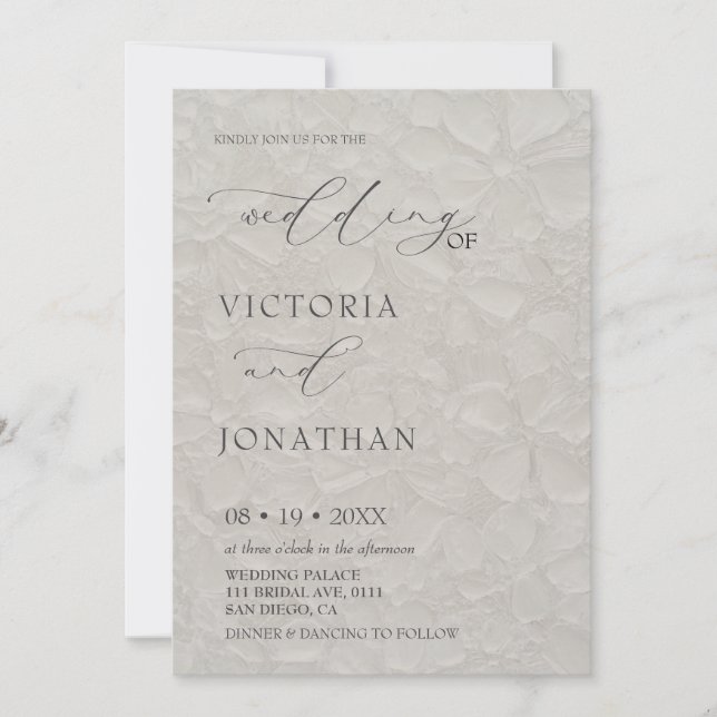 Light Gray Modern White Photo Wedding  Invitation (Front)