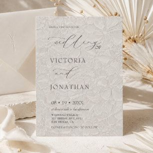 Light Gray Modern White Photo Wedding Invitation