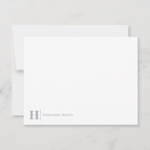 Light Gray Monogram Line Modern Simple Business Note Card