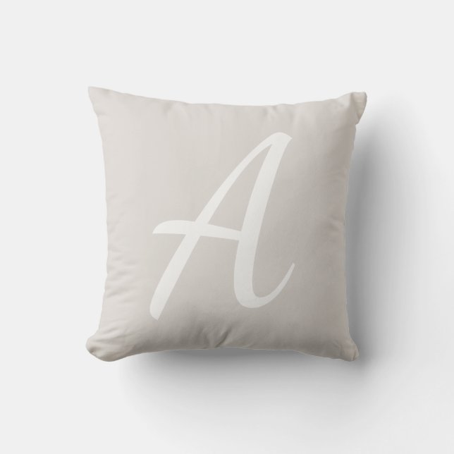 Light Gray Monogram  Throw Pillow (Front)