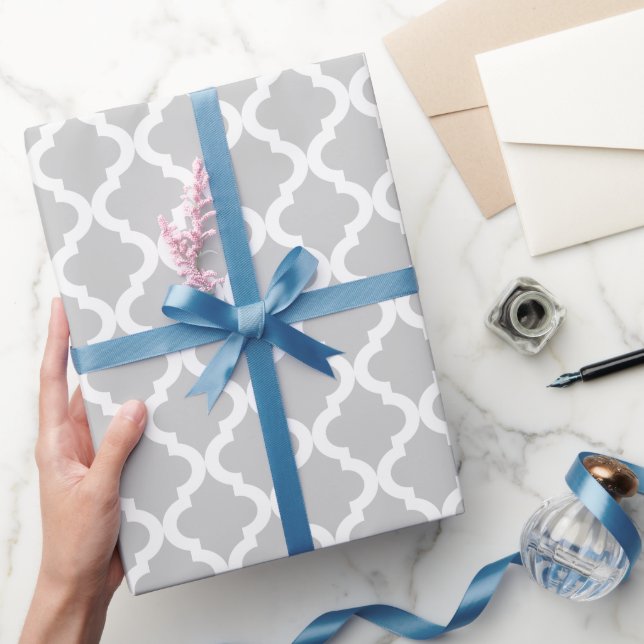 Light Gray Moroccan Print Wrapping Paper (Gifting)