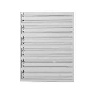 Light Gray Music Sheet Paper Notepad