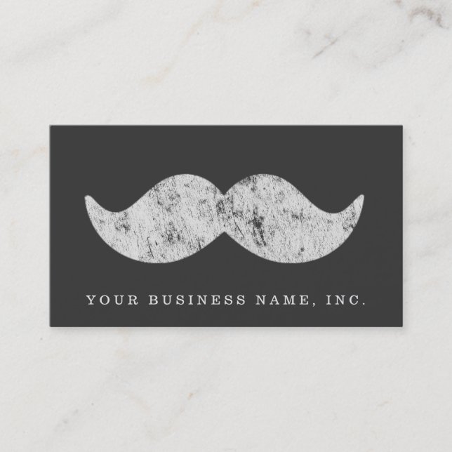 Light Gray Mustache (letterpress style) Business Card (Front)