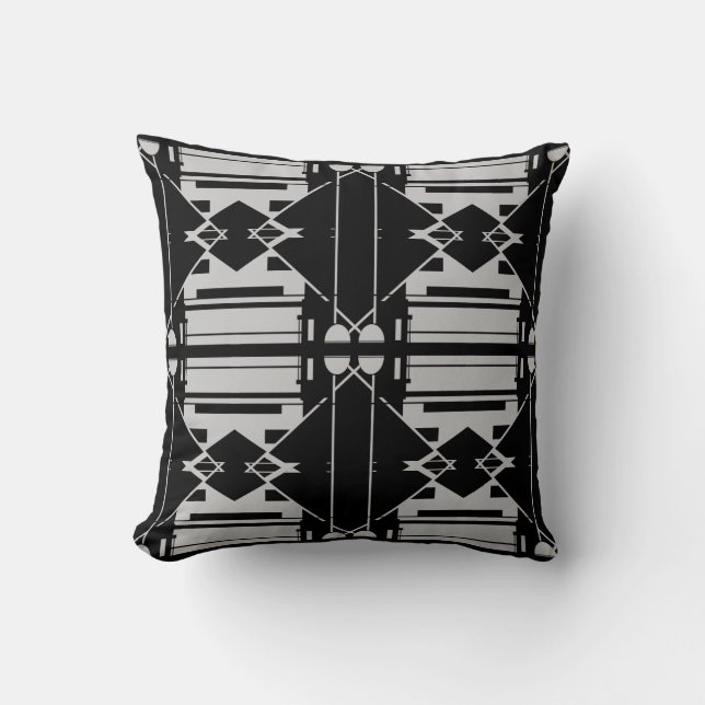 Light Gray on Black Symmetrical Large Tiles  Throw Pillow (Front)