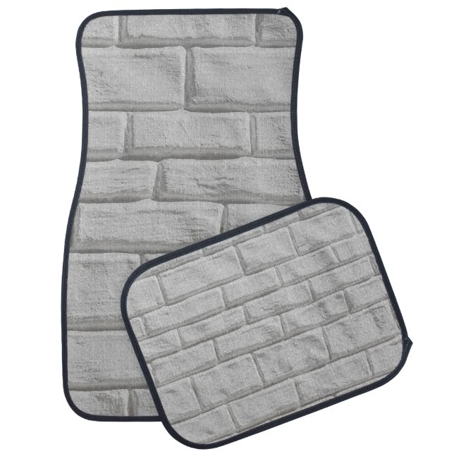 Light gray or white brick wall surface texture bac car floor mat (Set)