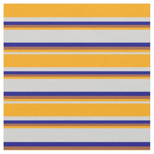 Light Gray, Orange, Sienna & Blue Lines Fabric