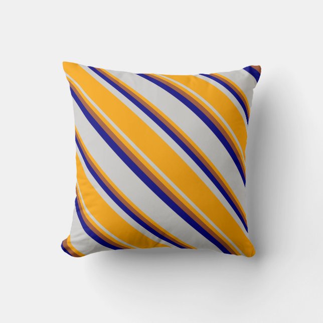 Light Gray, Orange, Sienna & Blue Lines Pillow (Front)