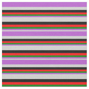 Light Gray, Orchid, Green, Red, and Black Colored Fabric
