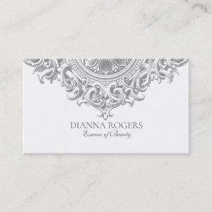 Light Gray Ornate Vintage Mandala Swirls Business Card