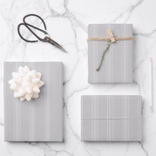 Light Gray & Pale Gray Stripes Wrapping Paper Sheets