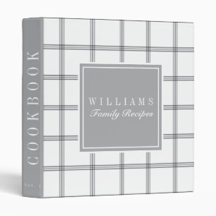 Light Gray Plaid Family Recipe Cookbook 3 Ring Binder