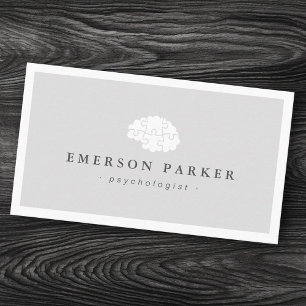 Light gray psychologist psychiatrist counselor business card