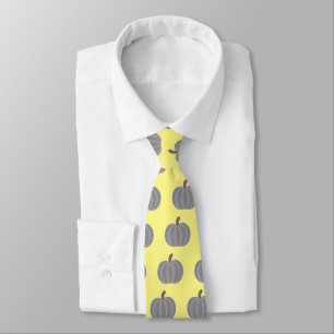 Light Gray Pumpkins with Orange, on Yellow Ties