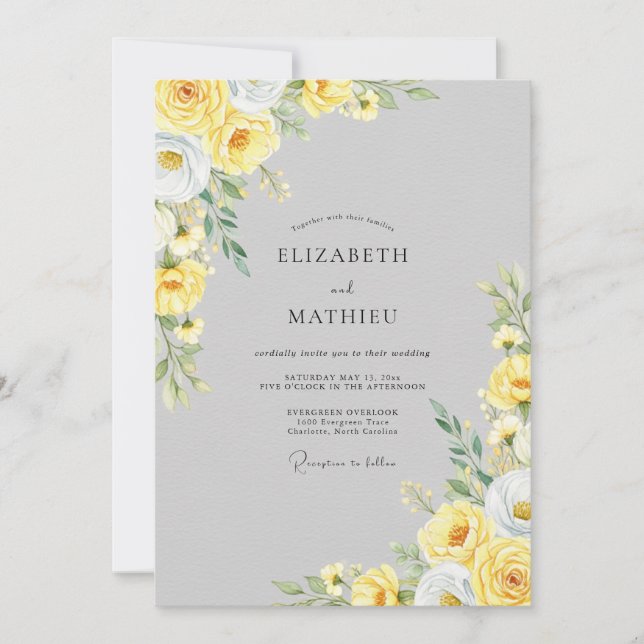 Light Gray Radiant Botanical Wedding Invitation (Front)