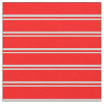 [ Thumbnail: Light Gray & Red Colored Lines Fabric ]