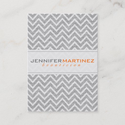 Customizable Light Gray Retro Chevron Pattern Linen Texture 3 Business Cards