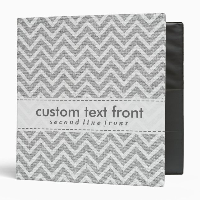 Light Gray Retro Chevron Pattern Linen Texture Binder (Front/Inside)