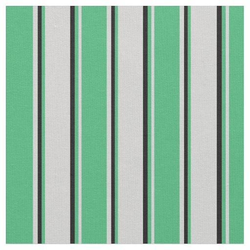 Light Gray, Sea Green, and Black Stripes Fabric