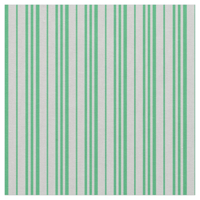 Light Gray & Sea Green Lined/Striped Pattern Fabric (Close Up)