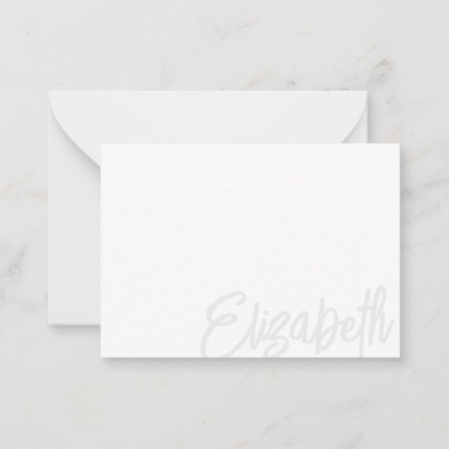 Light Gray Signature Name  Note Card (Front)