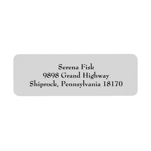Light Gray Simple Plain Return Address Labels (Front)