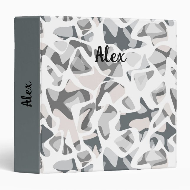 Light Gray Spots Abstract spotted pattern  3 Ring Binder (Front/Spine)