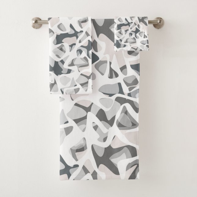 Light Gray Spots Abstract spotted pattern  Bath Towel Set (Insitu)