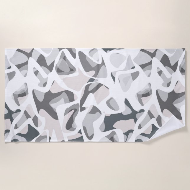 Light Gray Spots Abstract spotted pattern  Beach Towel (Front)