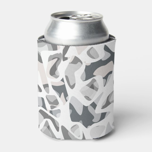 Light Gray Spots Abstract spotted pattern  Can Cooler (Can Front)