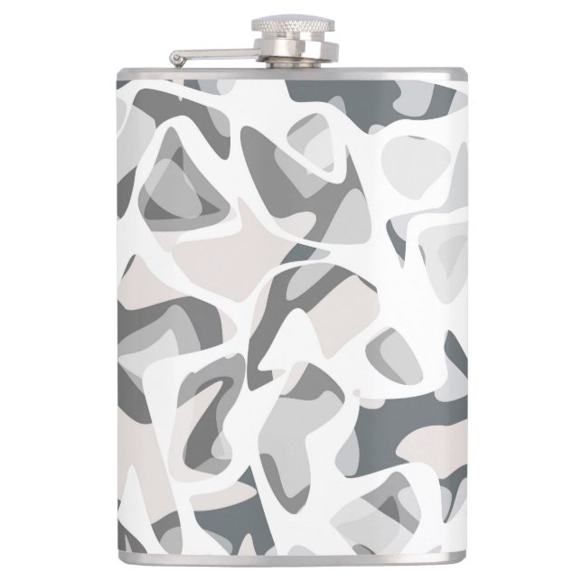 Light Gray Spots Abstract spotted pattern  Flask (Front)