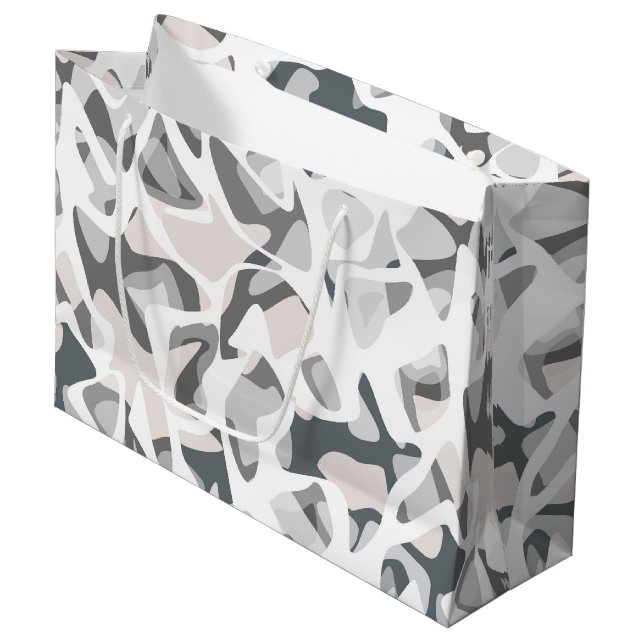 Light Gray Spots Abstract spotted pattern  Large Gift Bag (Front Angled)