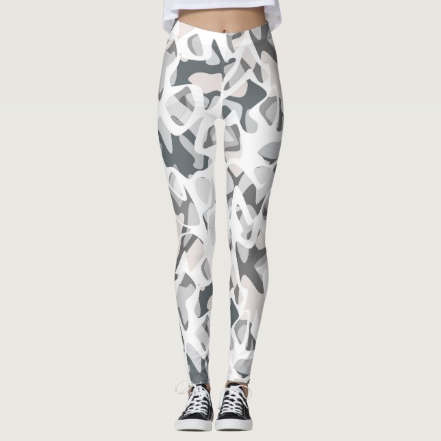Light Gray Spots Abstract spotted pattern  Leggings (Front)