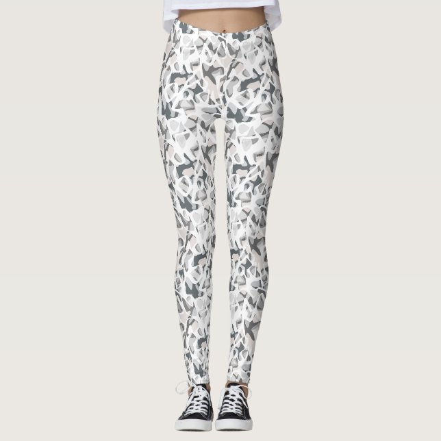Light Gray Spots Abstract spotted pattern  Leggings (Front)