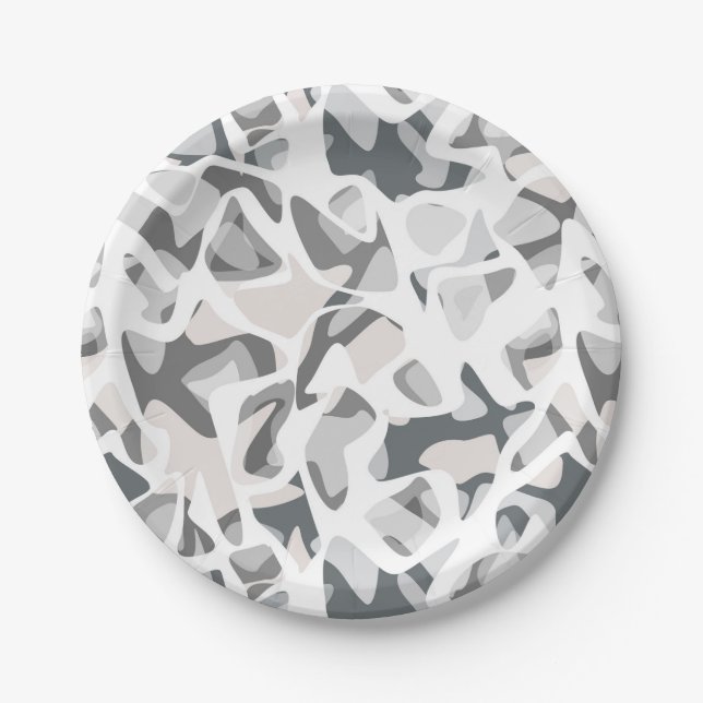 Light Gray Spots Abstract spotted pattern  Paper Plates (Front)