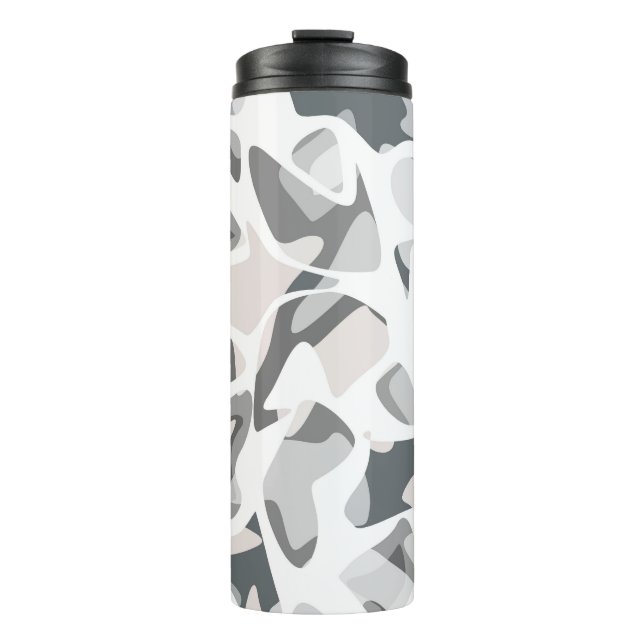 Light Gray Spots Abstract spotted pattern  Thermal Tumbler (Front)